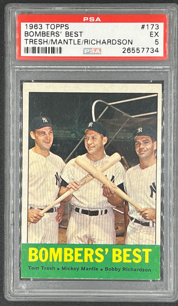 1963 Topps baseball Bombers' Best # 173 PSA 5, Mantle, Richardson, Tresh