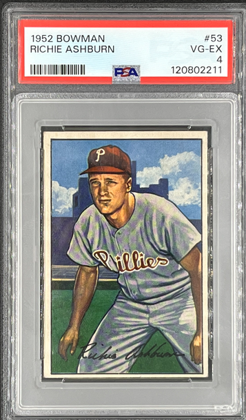 1952 Bowman baseball # 53 Richie Ashburn PSA 4