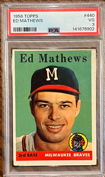 1958 Topps # 440 Eddie Mathews PSA 3