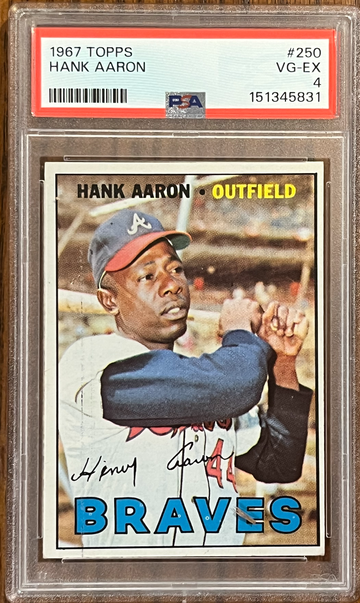 1967 Topps baseball # 250 Hank Aaron PSA 4
