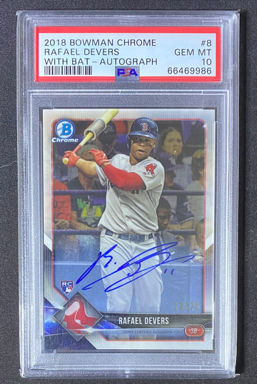 2018 Rafael Devers Bowman Chrome with bat rookie SSP Variation Auto PSA 10 