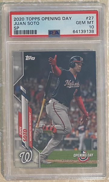 2020 Topps Opening Day Juan Soto Bat Drop Variation SSP PSA 10