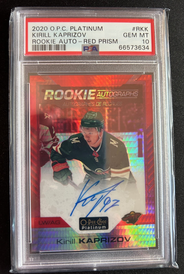 2020 OPC Platinum Kirill Kaprizov Rookie Auto Red Prism /50