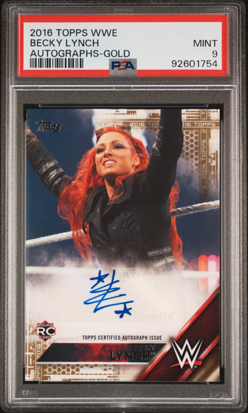 2016 Topps WWE Becky Lynch Autograph Gold RC 07/10 PSA 9 Mint