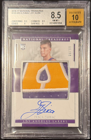 2016-17 National Treasures Ivica Zubac Rookie Patch Autograph RC #123 /99 BGS 8.5 Auto 10 RPA