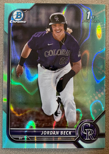 Jordan Beck 2022 Bowman Chrome Draft Aqua Lava Refractor /199 Rockies