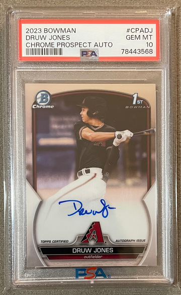 Druw Jones 2023 Bowman Chrome Auto Autograph PSA 10 Diamondbacks