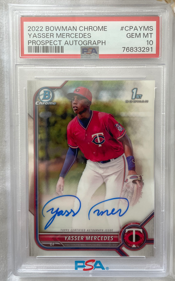 Yasser Mercedes 2022 Bowman Chrome Auto Autograph PSA 10 Twins