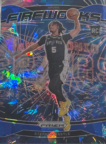 Stephon Castle 2024-25 Panini Prizm - Fireworks #13 Blue Ice Prizm /125 (RC)