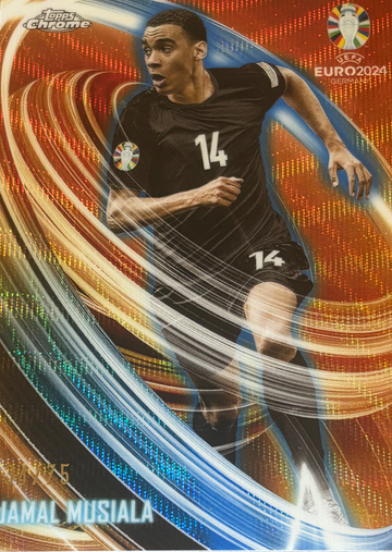 Jamal Musiala 2024 Topps Chrome UEFA Euro Neon Nations Blue Wave /75 #NN-4