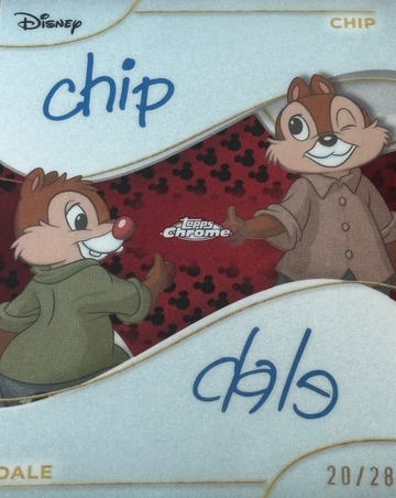 CHIP 'N' DALE /28 DUAL AUTO RED MICKEY MOUSE REFRACTOR 2025 TOPPS CHROME DISNEY