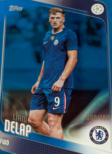25-26 TOPPS UEFA CLUB CHAMPIONS BLUE RAINDROPS FOIL /150 LIAM DELAP CHELSEA