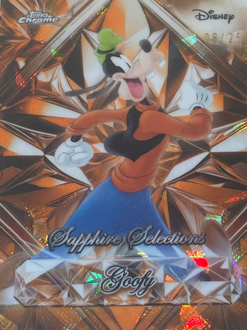2025 Topps Chrome Disney Sapphire Goofy Selections Orange Refractor /25