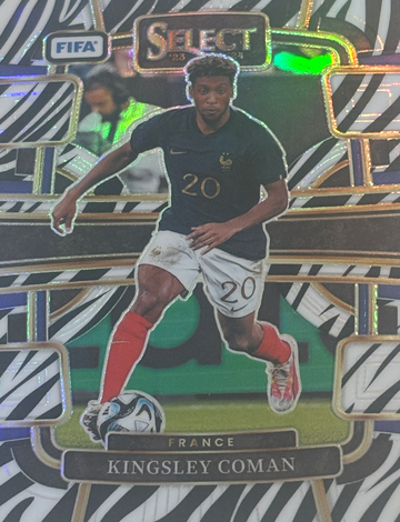 2023-24 Panini Select FIFA Kingsley Coman Zebra Prizm /25 France