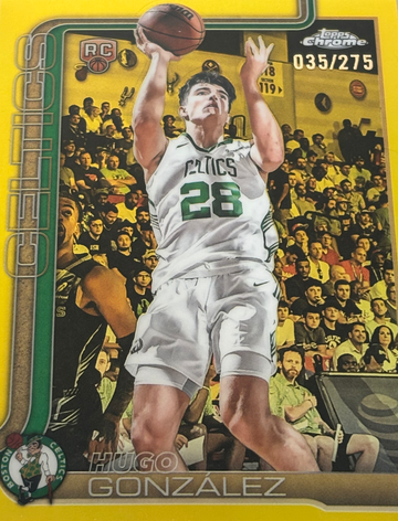 Hugo Gonzalez 2025-26 Topps Chrome Yellow Refractor /275 (RC) Celtics #278