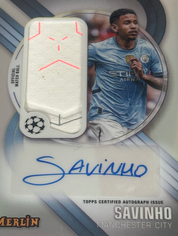 Savinho 2024-25 Topps Merlin Chrome UCC Match ball Signatures Manchester City