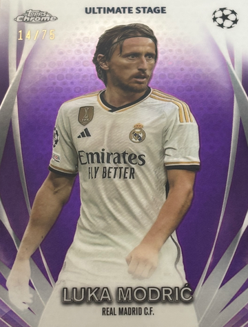 2023-24 Topps Chrome UEFA Soccer, Luka Modric, Ultimate Stage Purple /75