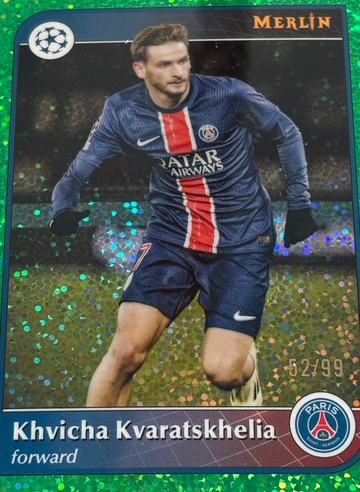 2024-25 Topps Merlin UEFA Khvicha Kvaratskhelia Green Speckle /99