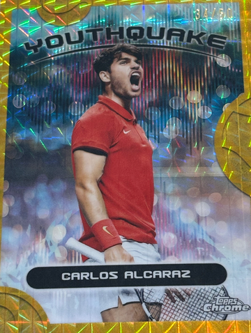 2025 Topps Chrome Tennis CARLOS ALCARAZ GOLD GEOMETRIC REFRACTOR /50