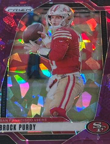 2024 Panini Prizm Brock Purdy #249 Purple Cracked Ice Prizm /225