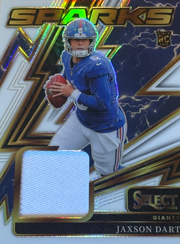 2025 Panini Select Sparks Jaxson Dart White Prizm Rookie Patch /99 Giants