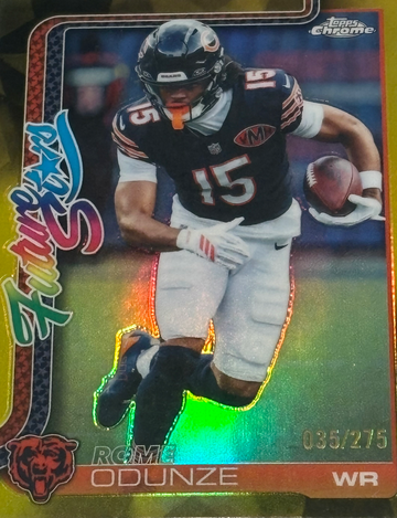 Topps 2025 Chrome Future Stars Rome Odunze Chicago Bears Yellow Refractor /275