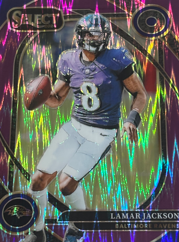 2024 Panini Select - Club Level Lamar Jackson #227 Purple Shock Prizm /360