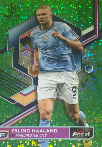2022-23 Topps Finest UEFA Erling Haaland Green Speckle Refractor #/125