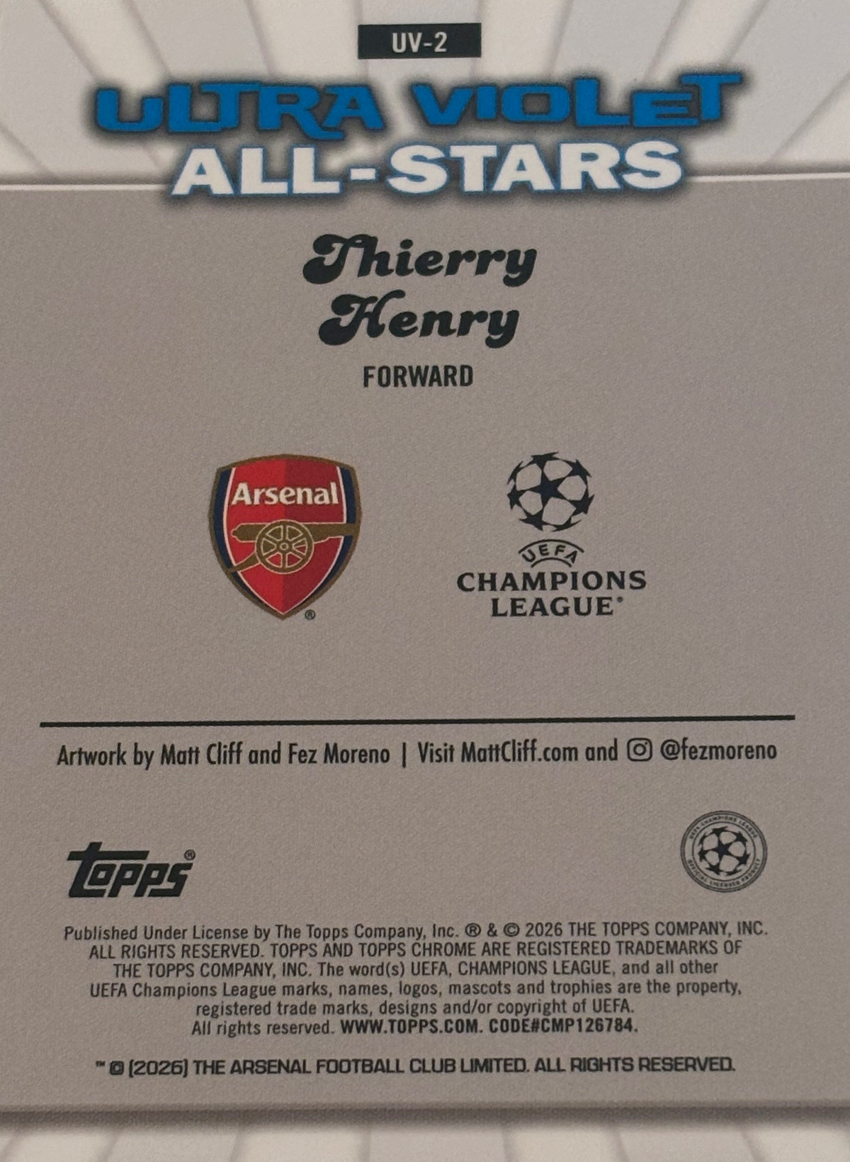 2025-26 Topps Chrome UEFA Thierry Henry Ultra Violet Green