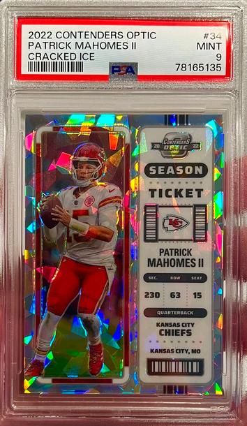 Patrick Mahomes 2022 Optic Contenders Cracked Ice 2/22 Psa 9