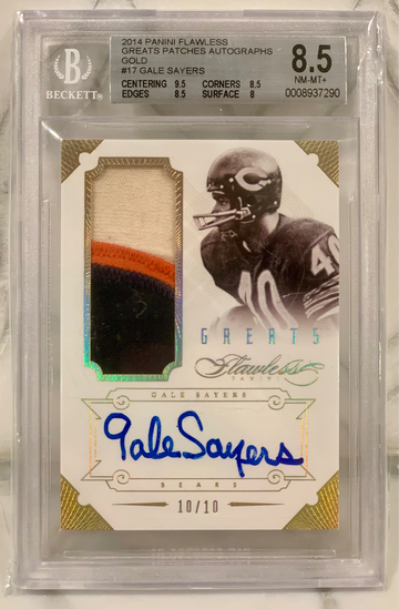 2014 Gale Sayers Flawless Greats Game Used Patch Auto Gold /10 BGS 8.5
