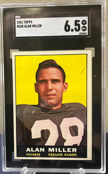 1961 Topps #185 Alan Miller Raiders ROOKIE Boston Coll SGC 6.5