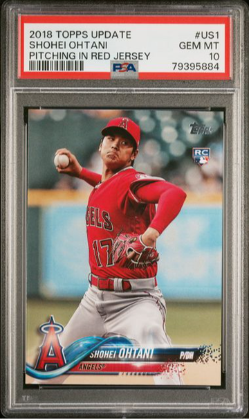 Shohei Ohtani 2018 Topps Update Red Jersey Pitching #US1 Rookie RC PSA 10
