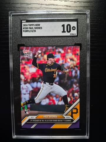 2024 Topps Now Paul Skenes #288 PURPLE PARALLEL /25 SGC 10 GEM MINT POP 2 