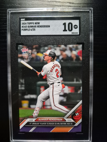 2024 Topps Now Gunnar Henderson #243 PURPLE PARALLEL  /25 SGC 10 GEM MINT POP1 