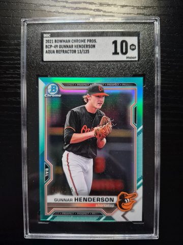 2021 Bowman Chrome Gunnar Henderson AQUA LAVA REFRACTOR  /125 SGC 10 GEM MINT POP 3