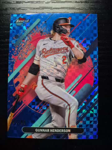 2025 Topps Finest Gunnar Henderson #291 BLUE CHECKERBOARD REFRACTOR  /49