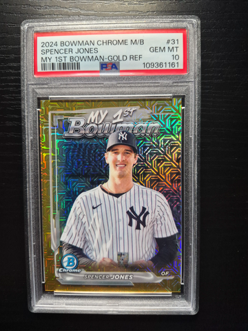 2024 Bowman Chrome Spencer Jones GOLD MOJO REFRACTOR  /50 PSA10 POP 1 !