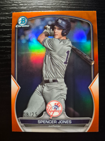 2023 Bowman Chrome Spencer Jones TRUE ORANGE REFRACTOR  /25 #BCP196