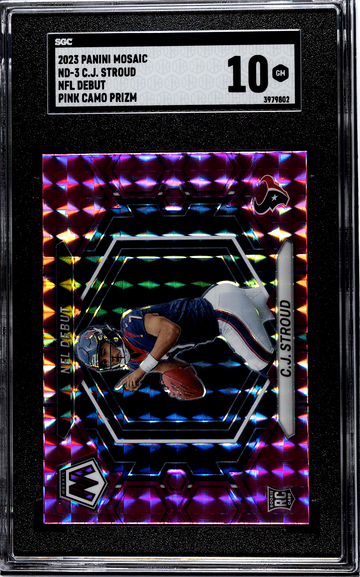 2023 Mosaic CJ Stroud RC ND-3 NFL Debut Pink Camo Mosaic Houston Texans SGC 10
