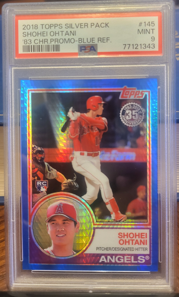 SHOHEI OHTANI 2018 Topps Update Silver Pack 1983 Chrome Promo ROOKIE RC BLUE REFRACTOR /150 PSA 9