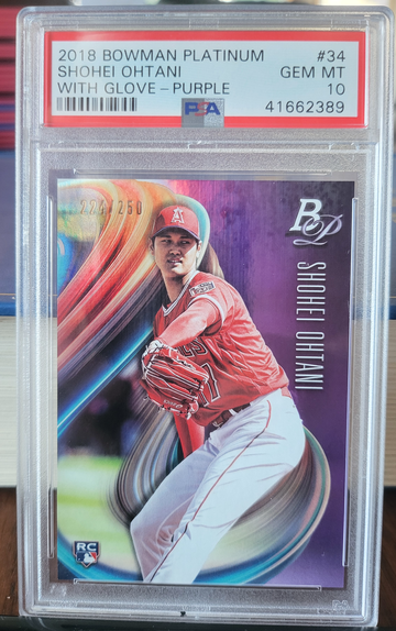 2018 Bowman Platimum SHOHEI OHTANI RC PURPLE /250 PSA 10 POP 17