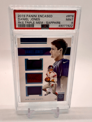 2019 Panini Encased Daniel Jones Rookie Triple Mem - Sapphire 22/50