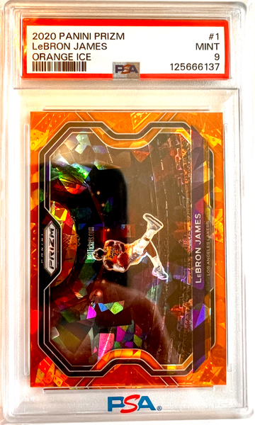 2020 Panini Prizm LeBron James Orange Cracked Ice Kobe Tribute Dunk