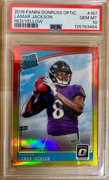 201 Panini Donruss Optic Lamar Jackson Rated Rookie RED/YELLOW