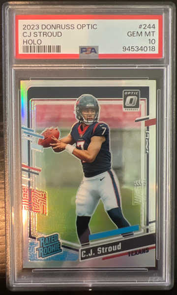 2023 Donruss Optic #244 CJ Stroud Holo PSA 10 Gem Mint 💎 Texans 🔥