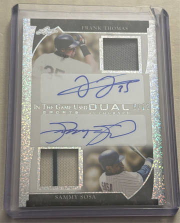 2022 Leaf in the Game Used Frank Thomas/Sammy Sosa dual auto/relic /12