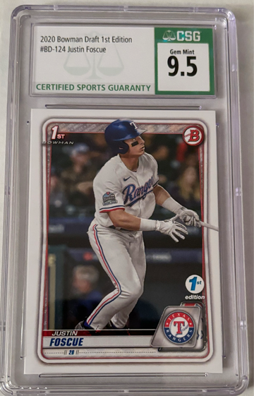 2020 Bowman Draft 1st Edition Justin Foscue RC CSG 9.5 