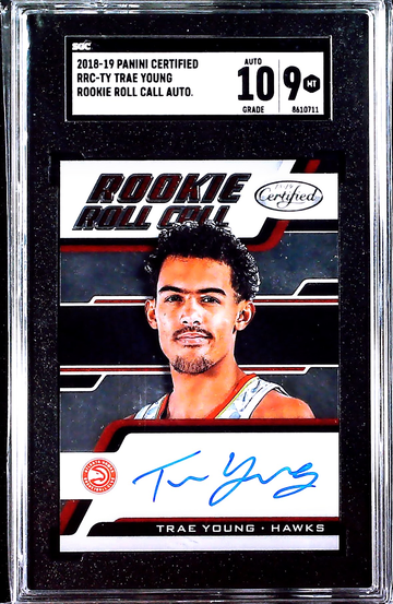 Trae Young 2018-19 Certified Rookie Roll Call Auto #RRC-TY SGC 9