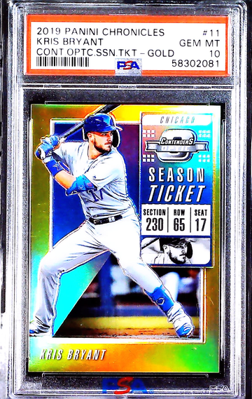 Kris Bryant 2019 Panini Chronicles Contenders Optic Season Ticket Gold PSA 10